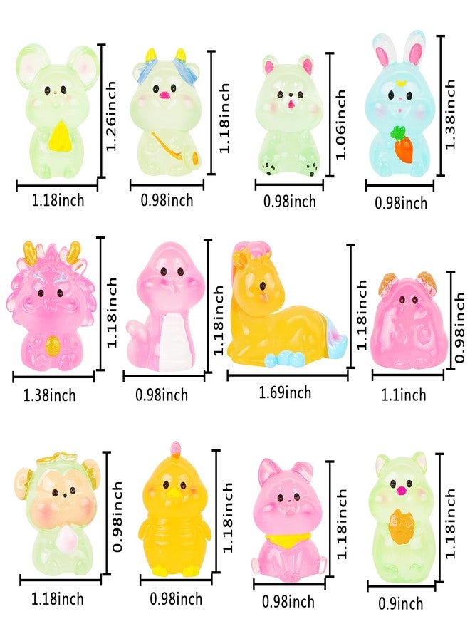 HOMICO 12 Pieces Luminous Mini Animals for Crafts Dollhouse Fairy Garden Decor Mini Resin Animals Tiny Animals for Car Micro Landscape Plant Pots - Image 3